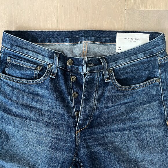 rag & bone Men's Slim Jeans - Dark Blue - Picture 6 of 9